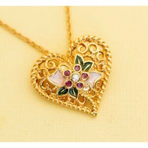 Vintage Romantic Heart Necklace 20 Inches i24